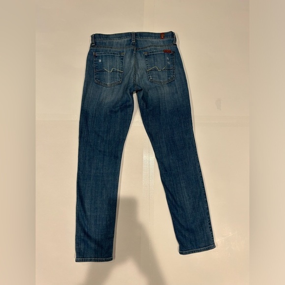 7 for All Mankind Jeans Josefina Skinny Boyfriend 25 Medium Wash Distressed - Picture 2 of 13